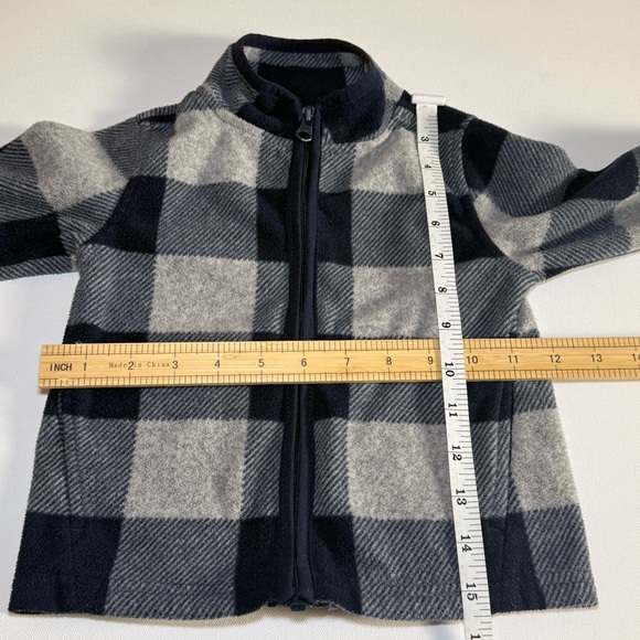 OshKosh B’gosh Toddler Fleece Zip Jacket‎ Navy Blue & Gray Plaid | 2T - Picture 5 of 6